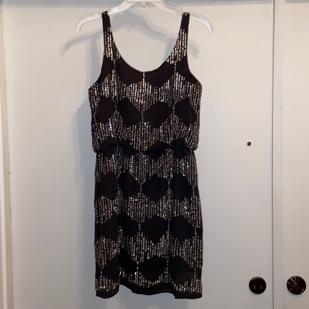 Romeo & Juliet Couture Sequin Black Dress Mini Size S